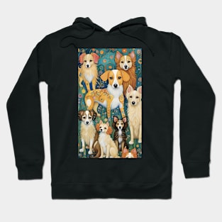 Gustav Klimt's Colorful Canine Reverie: Whimsical Dog Illustration Hoodie